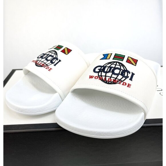 NIB Gucci worldwide man slides in white size 6 - Picture 3 of 12